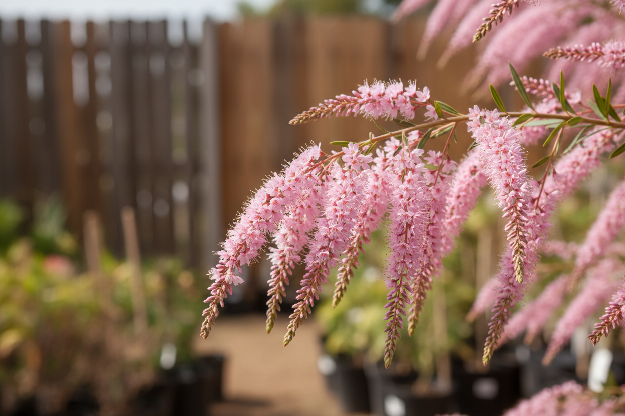 Tamariske Pink Cascade rosa Blütenrispen Sommer Zierbaum Malsch Rastatt Baumschule